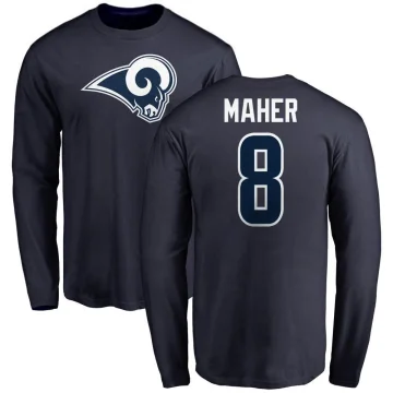 Brett Maher Men's Los Angeles Rams Logo Long Sleeve T-Shirt - Navy