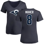 Brett Maher Women's Los Angeles Rams Logo Slim Fit T-Shirt - Navy