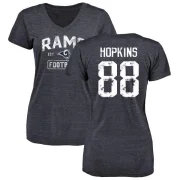 Brycen Hopkins Women's Los Angeles Rams Distressed V-Neck T-Shirt - Navy