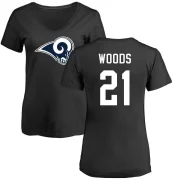 Charles Woods Women's Los Angeles Rams Logo Slim Fit T-Shirt - Black