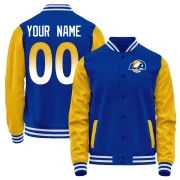 Custom Men's Los Angeles Rams Blue Full-Snap Jacket Orange