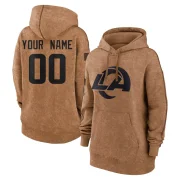 Custom Women's Los Angeles Rams 2023 Salute To Service Pullover Hoodie Brown