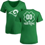 Custom Women's Los Angeles Rams St. Patrick's Day V-Neck T-Shirt Green