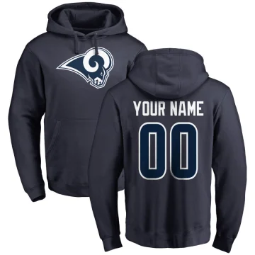 Custom Youth Los Angeles Rams Pro Line Logo Pullover Hoodie Navy