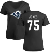 Deacon Jones Women's Los Angeles Rams Logo Slim Fit T-Shirt - Black