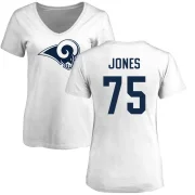 Deacon Jones Women's Los Angeles Rams Logo Slim Fit T-Shirt - White