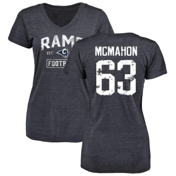 Dylan McMahon Women's Los Angeles Rams Distressed V-Neck T-Shirt - Navy