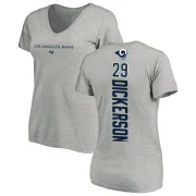 Eric Dickerson Women's Los Angeles Rams Backer V-Neck T-Shirt - Ash