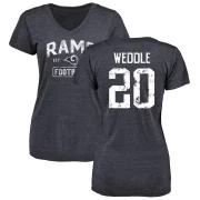 Eric Weddle Women's Los Angeles Rams Distressed V-Neck T-Shirt - Navy