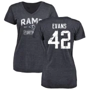 Ethan Evans Women's Los Angeles Rams Distressed V-Neck T-Shirt - Navy