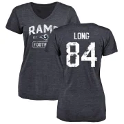 Hunter Long Women's Los Angeles Rams Distressed V-Neck T-Shirt - Navy