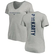 Joshua Karty Women's Los Angeles Rams Backer V-Neck T-Shirt - Ash