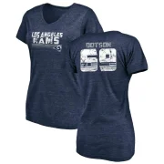 Kevin Dotson Women's Los Angeles Rams Retro V-Neck T-Shirt - Navy