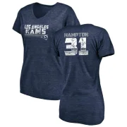 Nick Hampton Women's Los Angeles Rams Retro V-Neck T-Shirt - Navy