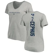 Quintez Cephus Women's Los Angeles Rams Backer V-Neck T-Shirt - Ash