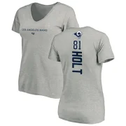 Torry Holt Women's Los Angeles Rams Backer V-Neck T-Shirt - Ash