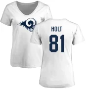 Torry Holt Women's Los Angeles Rams Logo Slim Fit T-Shirt - White